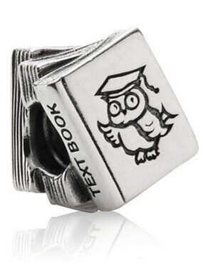 Pandora Retired Sterling Silver Education Study Books Bead with Owl - 790536